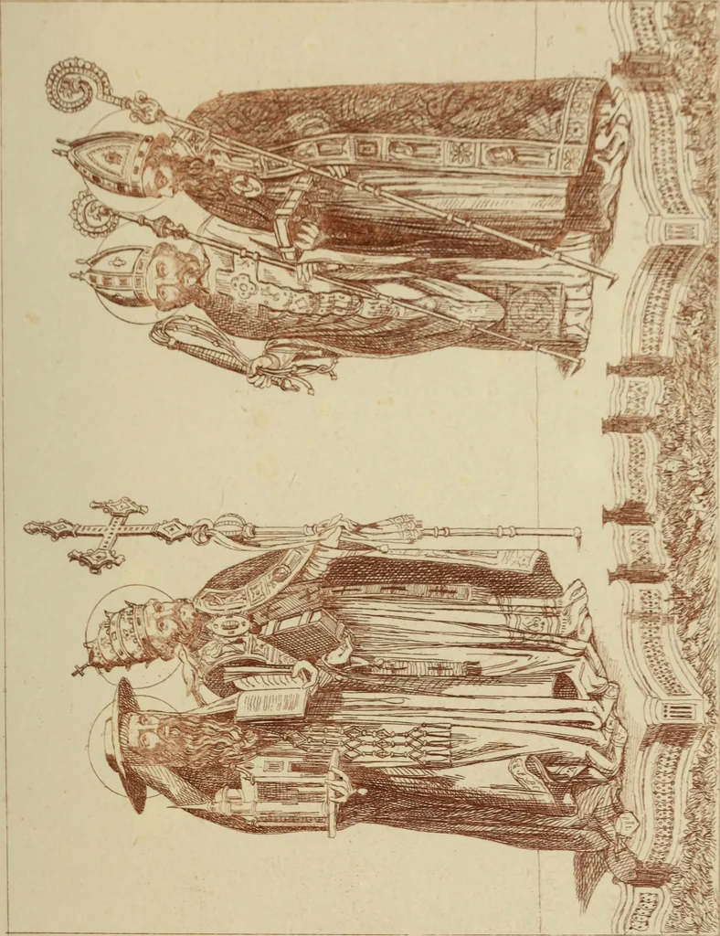 An illustration from Sacred and legendary art : containing legends of the angels and archangels, the evangelists, the apostles, the doctors of the Church and St. Mary Magdalene as represented in the fine arts, 1911, leaf 316