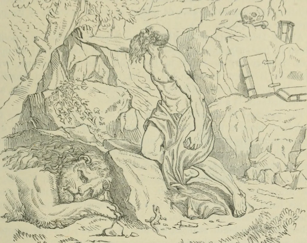 An illustration from Sacred and legendary art : containing legends of the angels and archangels, the evangelists, the apostles, the doctors of the Church and St. Mary Magdalene as represented in the fine arts, 1911, leaf 330