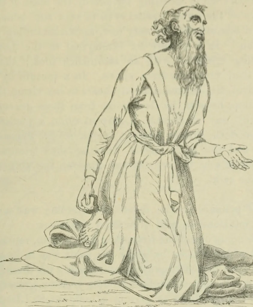An illustration from Sacred and legendary art : containing legends of the angels and archangels, the evangelists, the apostles, the doctors of the Church and St. Mary Magdalene as represented in the fine arts, 1911, leaf 332