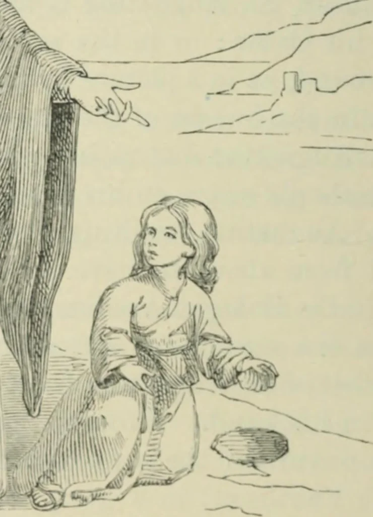 An illustration from Sacred and legendary art : containing legends of the angels and archangels, the evangelists, the apostles, the doctors of the Church and St. Mary Magdalene as represented in the fine arts, 1911, leaf 349