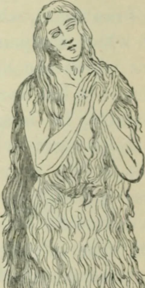 An illustration from Sacred and legendary art : containing legends of the angels and archangels, the evangelists, the apostles, the doctors of the Church and St. Mary Magdalene as represented in the fine arts, 1911, leaf 389