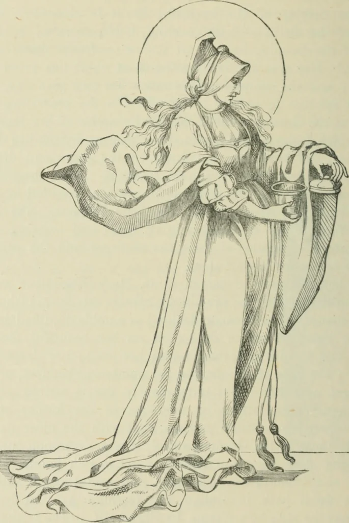 An illustration from Sacred and legendary art : containing legends of the angels and archangels, the evangelists, the apostles, the doctors of the Church and St. Mary Magdalene as represented in the fine arts, 1911, leaf 391