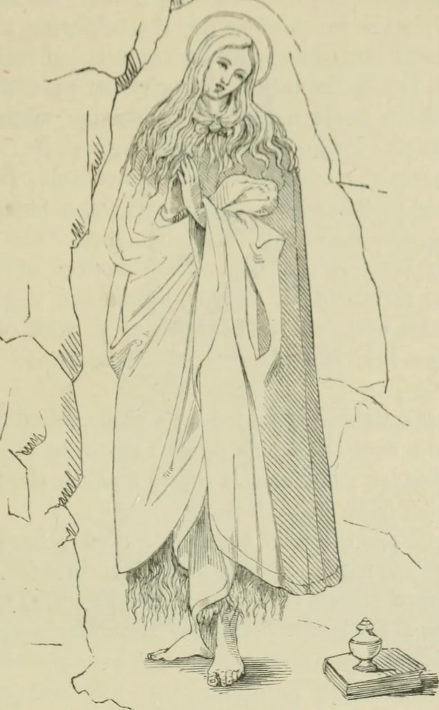 An illustration from Sacred and legendary art : containing legends of the angels and archangels, the evangelists, the apostles, the doctors of the Church and St. Mary Magdalene as represented in the fine arts, 1911, leaf 396
