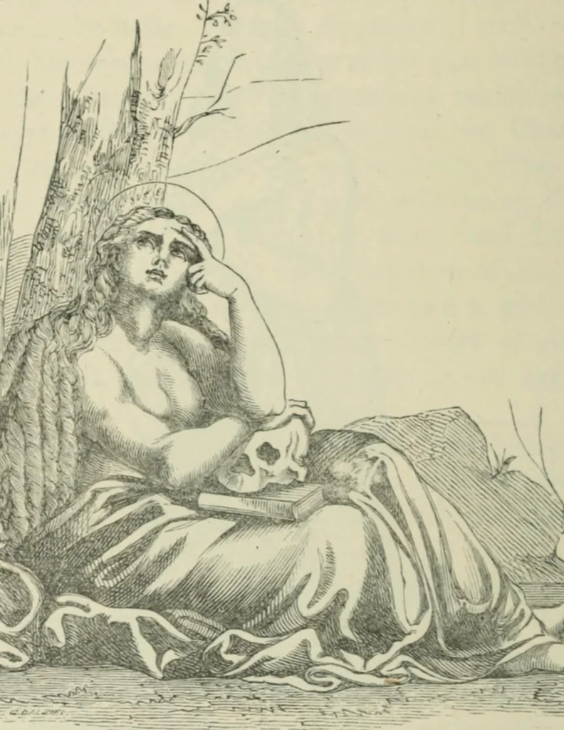 An illustration from Sacred and legendary art : containing legends of the angels and archangels, the evangelists, the apostles, the doctors of the Church and St. Mary Magdalene as represented in the fine arts, 1911, leaf 399