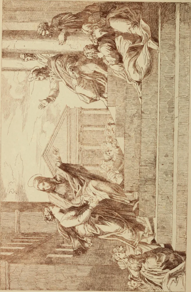 An illustration from Sacred and legendary art : containing legends of the angels and archangels, the evangelists, the apostles, the doctors of the Church and St. Mary Magdalene as represented in the fine arts, 1911, leaf 419