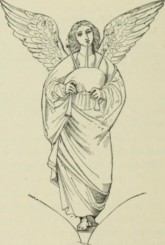 An illustration from Sacred and legendary art : containing legends of the angels and archangels, the evangelists, the apostles, the doctors of the Church and St. Mary Magdalene as represented in the fine arts, 1911, leaf 65