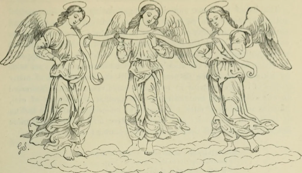 An illustration from Sacred and legendary art : containing legends of the angels and archangels, the evangelists, the apostles, the doctors of the Church and St. Mary Magdalene as represented in the fine arts, 1911, leaf 68