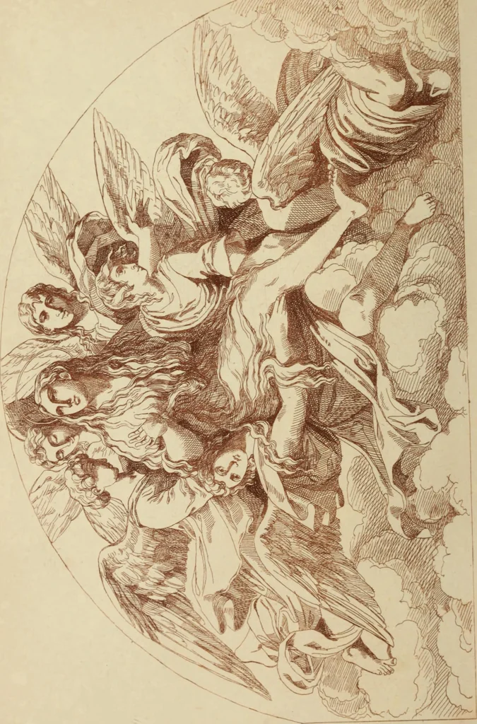 An illustration from Sacred and legendary art : containing legends of the angels and archangels, the evangelists, the apostles, the doctors of the Church and St. Mary Magdalene as represented in the fine arts, 1911, leaf 7