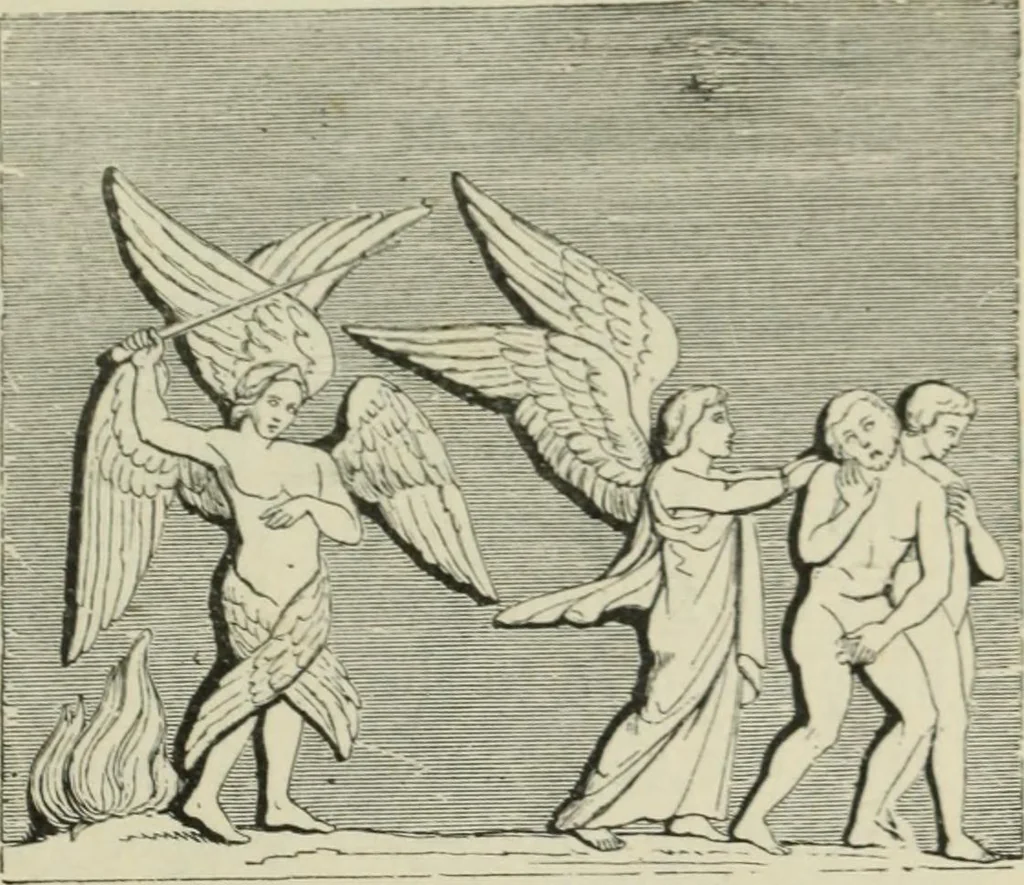 An illustration from Sacred and legendary art : containing legends of the angels and archangels, the evangelists, the apostles, the doctors of the Church and St. Mary Magdalene as represented in the fine arts, 1911, leaf 90
