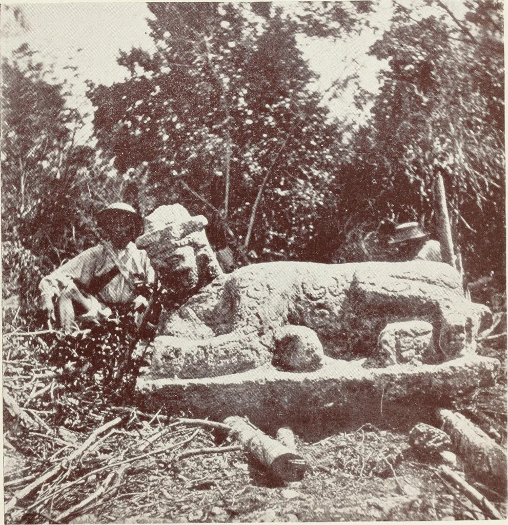 An illustration from Sacred mysteries among the Mayas and the Quiches, 11,500 years ago ; their relation to the sacred mysteries of Egypt, Greece, Chaldea and India; Free Masonry in times anterior to the Temple of Solomon, 1909, leaf 124