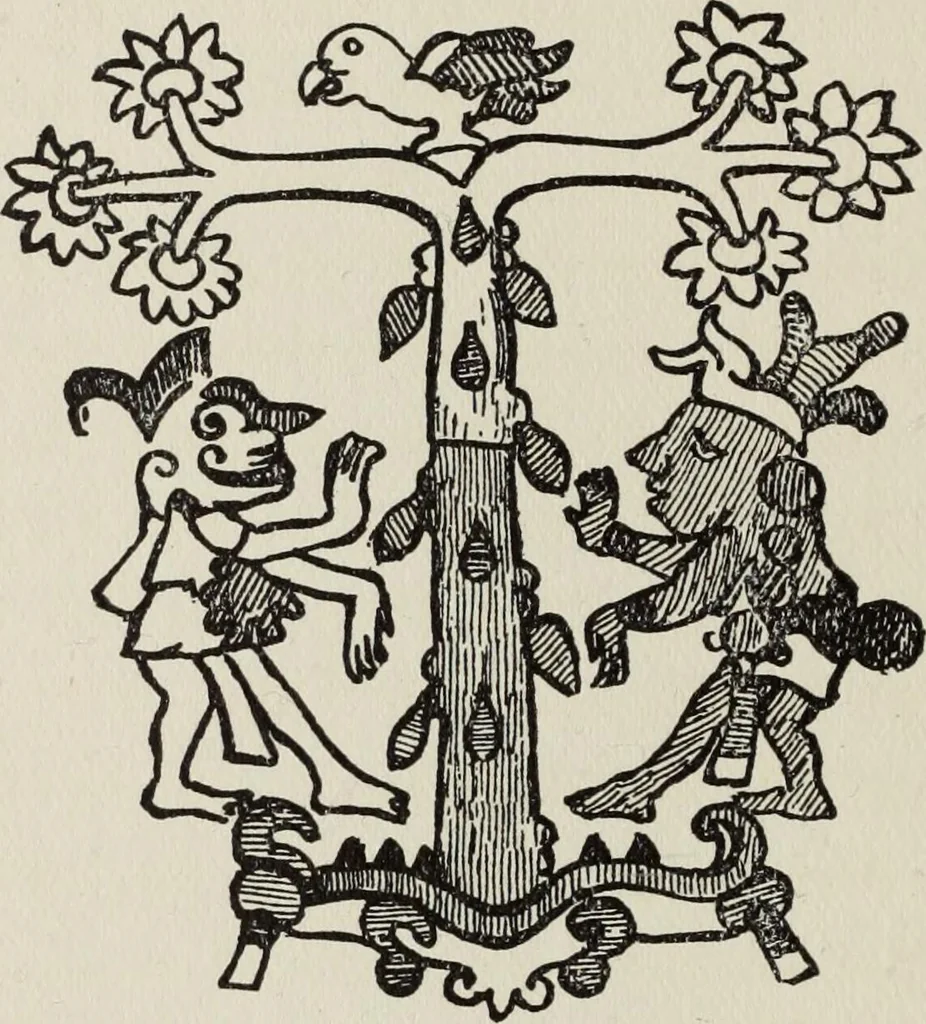 An illustration from Sacred mysteries among the Mayas and the Quiches, 11,500 years ago ; their relation to the sacred mysteries of Egypt, Greece, Chaldea and India; Free Masonry in times anterior to the Temple of Solomon, 1909, leaf 187