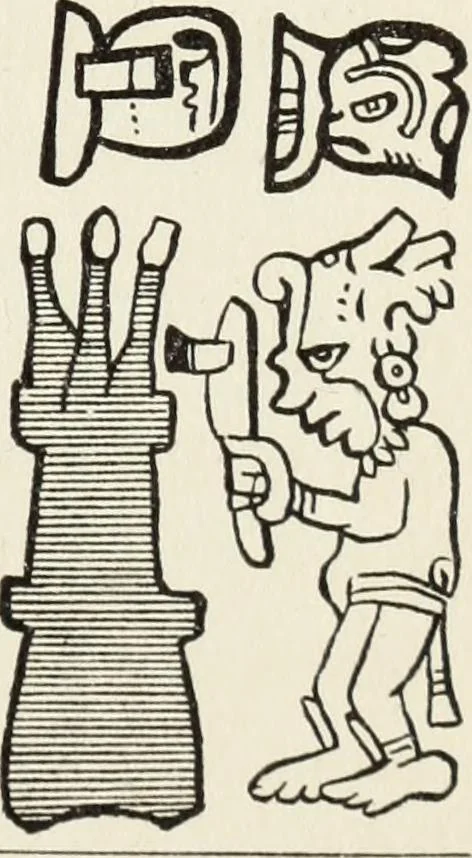 An illustration from Sacred mysteries among the Mayas and the Quiches, 11,500 years ago ; their relation to the sacred mysteries of Egypt, Greece, Chaldea and India; Free Masonry in times anterior to the Temple of Solomon, 1909, leaf 190