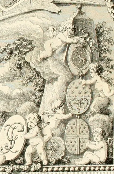 An illustration from Sacre et couronnement de Louis XVI roi de France et de Navarre à Rheims, le 11 juin 1775 : précédé de Recherches sur le sacre des rois de France, depuis Clovis jusqu'a Louis XV : et suivi d'un Journal historique de ce qui s'est passé a cette auguste cérémonie : enrichi d'un très-grand nombre de figures en taille-douce, gravées par le sieur Patas, avec leurs explications, 1775, leaf 11