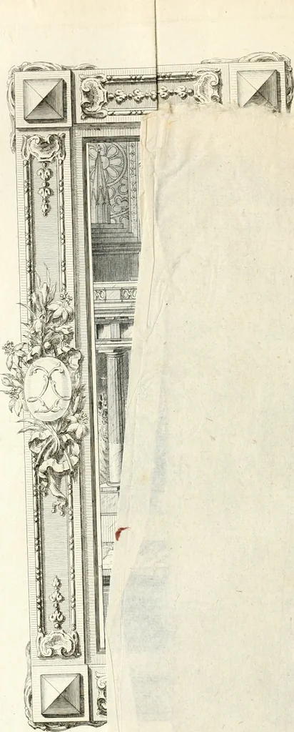 An illustration from Sacre et couronnement de Louis XVI roi de France et de Navarre à Rheims, le 11 juin 1775 : précédé de Recherches sur le sacre des rois de France, depuis Clovis jusqu'a Louis XV : et suivi d'un Journal historique de ce qui s'est passé a cette auguste cérémonie : enrichi d'un très-grand nombre de figures en taille-douce, gravées par le sieur Patas, avec leurs explications, 1775, leaf 123