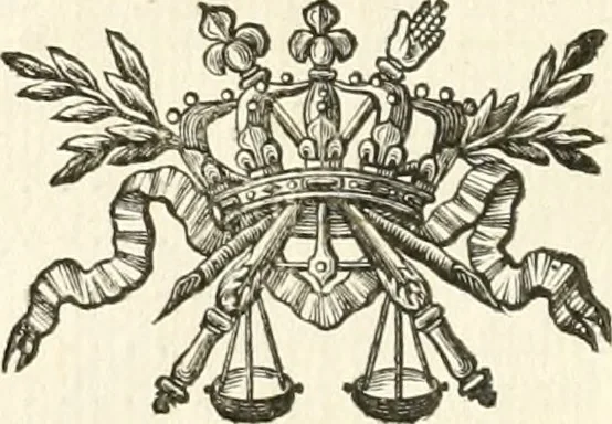 An illustration from Sacre et couronnement de Louis XVI roi de France et de Navarre à Rheims, le 11 juin 1775 : précédé de Recherches sur le sacre des rois de France, depuis Clovis jusqu'a Louis XV : et suivi d'un Journal historique de ce qui s'est passé a cette auguste cérémonie : enrichi d'un très-grand nombre de figures en taille-douce, gravées par le sieur Patas, avec leurs explications, 1775, leaf 13