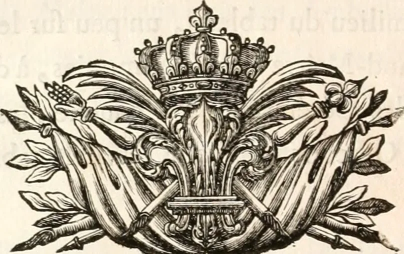 An illustration from Sacre et couronnement de Louis XVI roi de France et de Navarre à Rheims, le 11 juin 1775 : précédé de Recherches sur le sacre des rois de France, depuis Clovis jusqu'a Louis XV : et suivi d'un Journal historique de ce qui s'est passé a cette auguste cérémonie : enrichi d'un très-grand nombre de figures en taille-douce, gravées par le sieur Patas, avec leurs explications, 1775, leaf 183