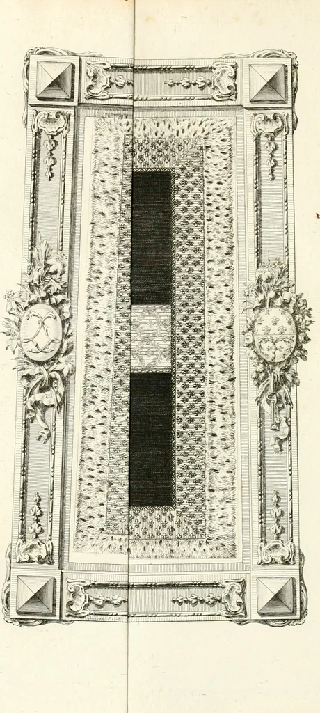 An illustration from Sacre et couronnement de Louis XVI roi de France et de Navarre à Rheims, le 11 juin 1775 : précédé de Recherches sur le sacre des rois de France, depuis Clovis jusqu'a Louis XV : et suivi d'un Journal historique de ce qui s'est passé a cette auguste cérémonie : enrichi d'un très-grand nombre de figures en taille-douce, gravées par le sieur Patas, avec leurs explications, 1775, leaf 185