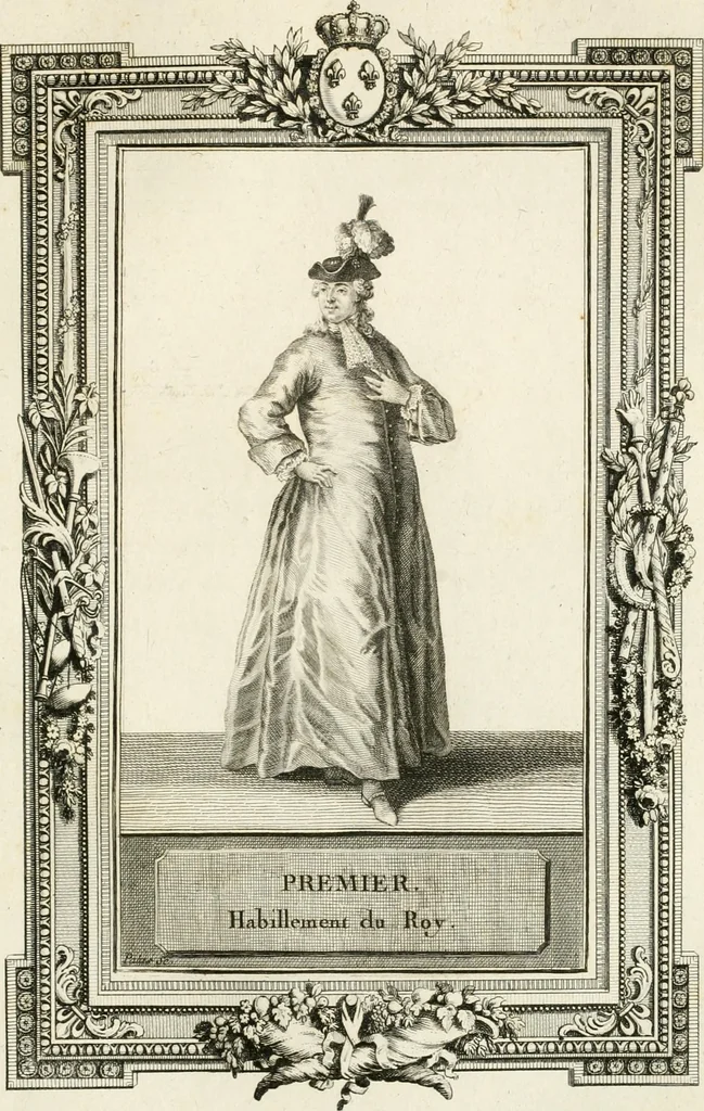 An illustration from Sacre et couronnement de Louis XVI roi de France et de Navarre à Rheims, le 11 juin 1775 : précédé de Recherches sur le sacre des rois de France, depuis Clovis jusqu'a Louis XV : et suivi d'un Journal historique de ce qui s'est passé a cette auguste cérémonie : enrichi d'un très-grand nombre de figures en taille-douce, gravées par le sieur Patas, avec leurs explications, 1775, leaf 282