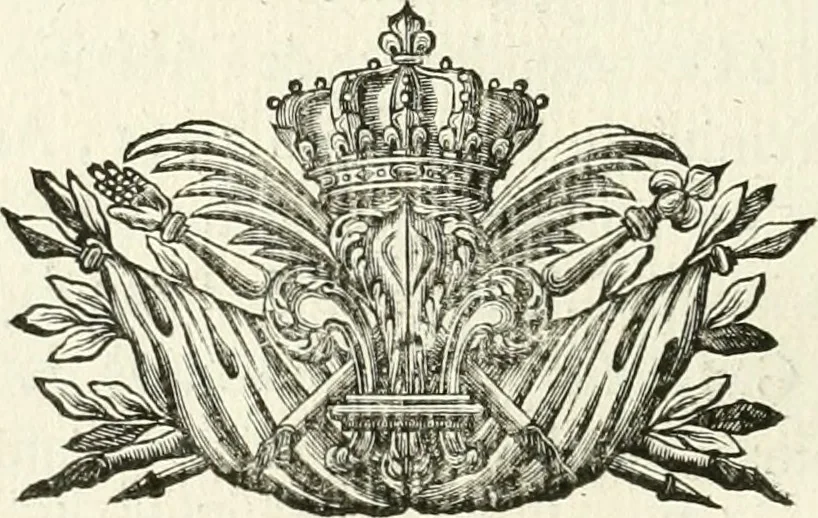 An illustration from Sacre et couronnement de Louis XVI roi de France et de Navarre à Rheims, le 11 juin 1775 : précédé de Recherches sur le sacre des rois de France, depuis Clovis jusqu'a Louis XV : et suivi d'un Journal historique de ce qui s'est passé a cette auguste cérémonie : enrichi d'un très-grand nombre de figures en taille-douce, gravées par le sieur Patas, avec leurs explications, 1775, leaf 305