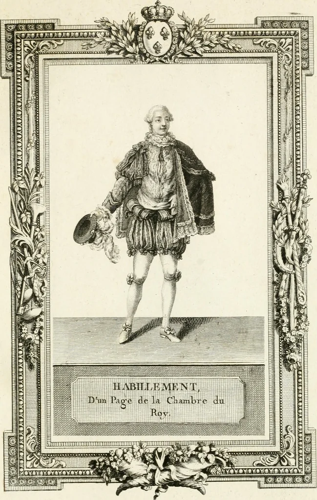 An illustration from Sacre et couronnement de Louis XVI roi de France et de Navarre à Rheims, le 11 juin 1775 : précédé de Recherches sur le sacre des rois de France, depuis Clovis jusqu'a Louis XV : et suivi d'un Journal historique de ce qui s'est passé a cette auguste cérémonie : enrichi d'un très-grand nombre de figures en taille-douce, gravées par le sieur Patas, avec leurs explications, 1775, leaf 382