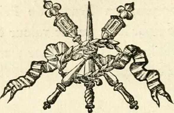 An illustration from Sacre et couronnement de Louis XVI roi de France et de Navarre à Rheims, le 11 juin 1775 : précédé de Recherches sur le sacre des rois de France, depuis Clovis jusqu'a Louis XV : et suivi d'un Journal historique de ce qui s'est passé a cette auguste cérémonie : enrichi d'un très-grand nombre de figures en taille-douce, gravées par le sieur Patas, avec leurs explications, 1775, leaf 55