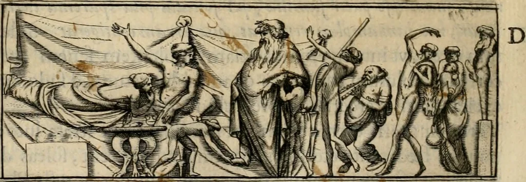 An illustration from Sacrorum elaeochrismaton myrothecium sacroprophanum : in quo ex antiquis Graecis at Latinis scriptoribus quidquid ad nomina, antiquitatem, vsum & abusum oleorum & vnguentorum ex sacris habetur litteris dilucidè explicatur, 1625, leaf 337