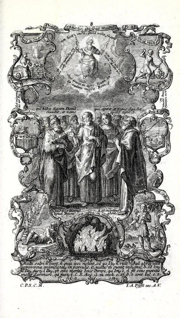 An illustration from Sacrosancta theologia universa : sacris bibliorum figuris illustrata, symbolis adumbrata, assertis scholasticis, dogmaticis, moralibus elucidata, iconismis aeneis exhibita : ..., 1738, leaf 139