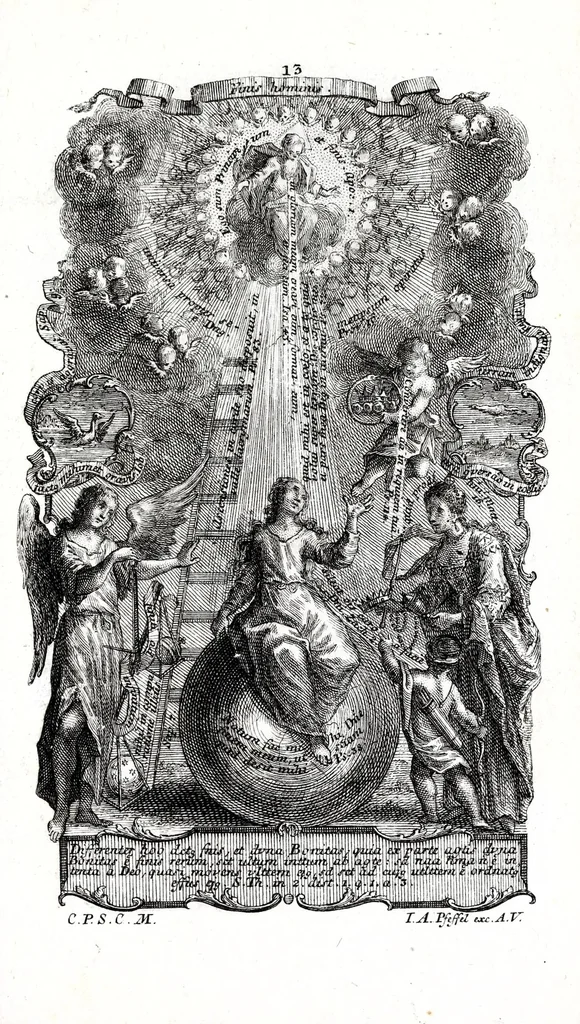 An illustration from Sacrosancta theologia universa : sacris bibliorum figuris illustrata, symbolis adumbrata, assertis scholasticis, dogmaticis, moralibus elucidata, iconismis aeneis exhibita : ..., 1738, leaf 149