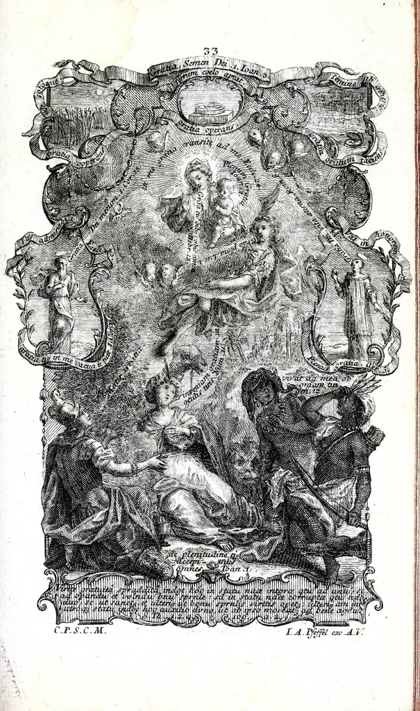 An illustration from Sacrosancta theologia universa : sacris bibliorum figuris illustrata, symbolis adumbrata, assertis scholasticis, dogmaticis, moralibus elucidata, iconismis aeneis exhibita : ..., 1738, leaf 189