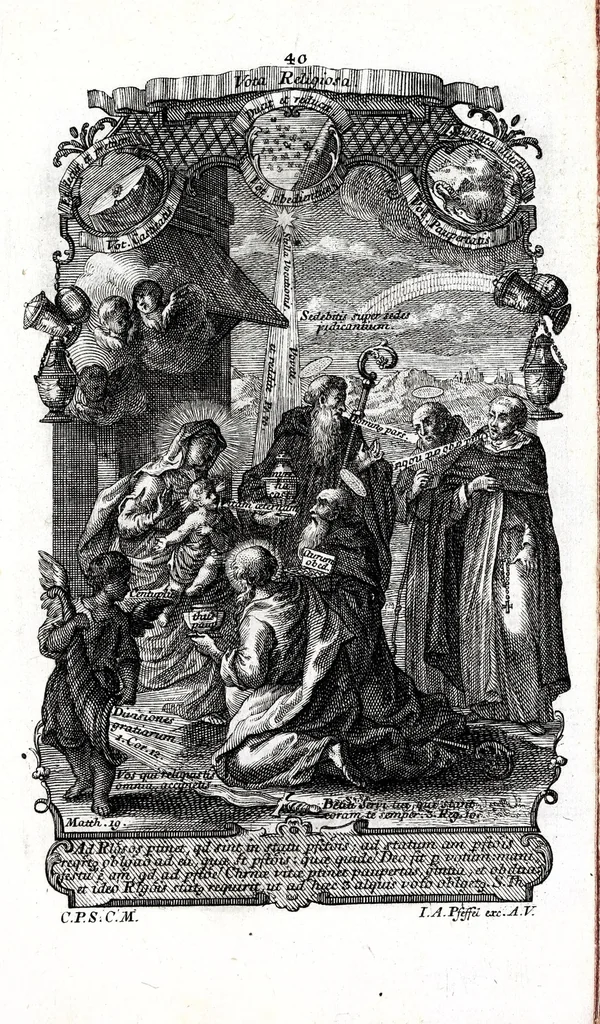 An illustration from Sacrosancta theologia universa : sacris bibliorum figuris illustrata, symbolis adumbrata, assertis scholasticis, dogmaticis, moralibus elucidata, iconismis aeneis exhibita : ..., 1738, leaf 203