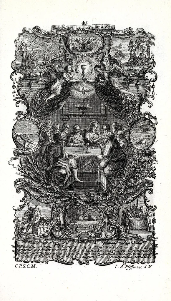 An illustration from Sacrosancta theologia universa : sacris bibliorum figuris illustrata, symbolis adumbrata, assertis scholasticis, dogmaticis, moralibus elucidata, iconismis aeneis exhibita : ..., 1738, leaf 213