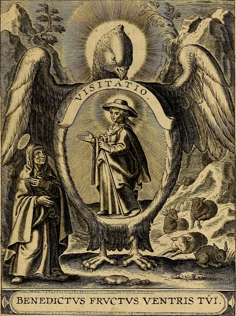 An illustration from Sacrum Oratorium piarum imaginum Immaculatae Mariae et animae creatae ac baptismo, poenitentia, et eucharistia innouatae : ars noua bene viuendi et moriendi, sacris piarum imaginum emblematis figurata & illustrata, 1634, leaf 130