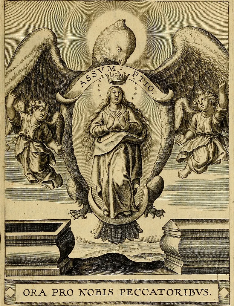 An illustration from Sacrum Oratorium piarum imaginum Immaculatae Mariae et animae creatae ac baptismo, poenitentia, et eucharistia innouatae : ars noua bene viuendi et moriendi, sacris piarum imaginum emblematis figurata & illustrata, 1634, leaf 160