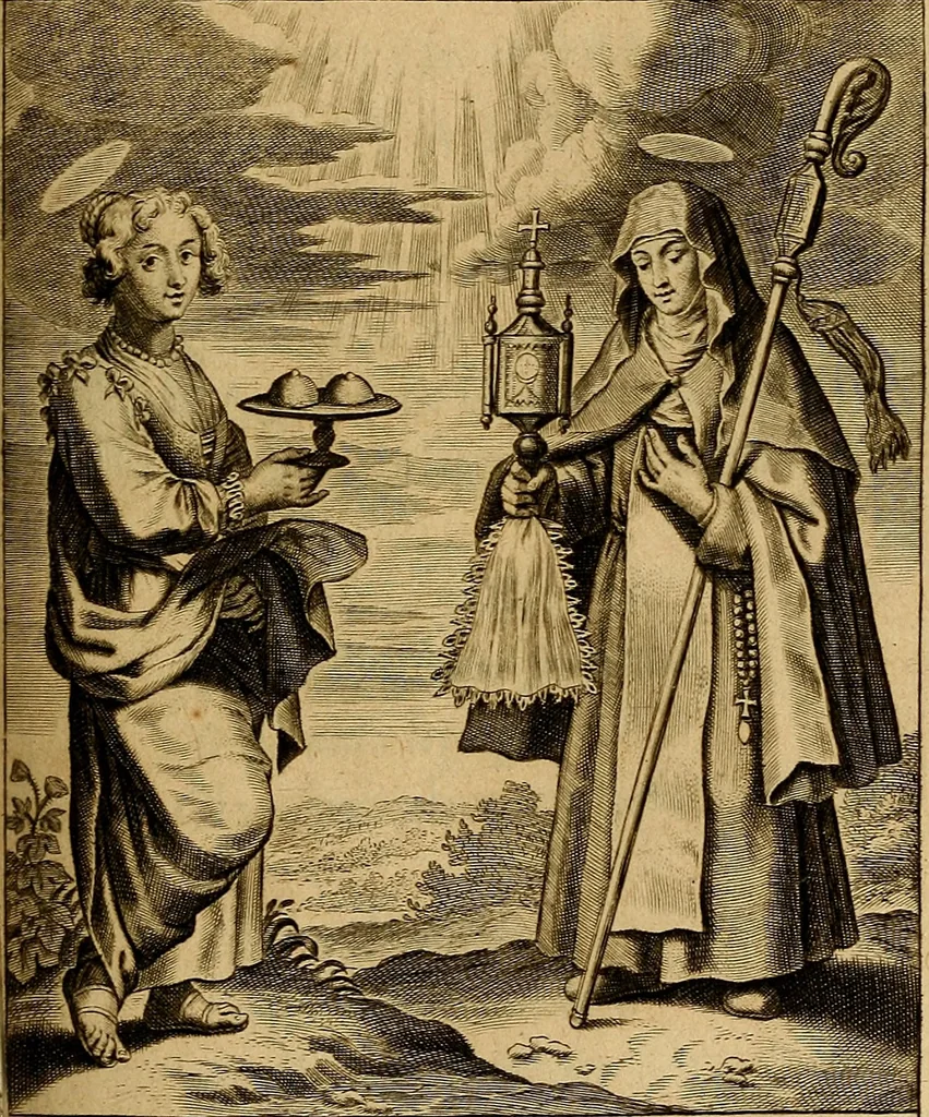 An illustration from Sacrum Oratorium piarum imaginum Immaculatae Mariae et animae creatae ac baptismo, poenitentia, et eucharistia innouatae : ars noua bene viuendi et moriendi, sacris piarum imaginum emblematis figurata & illustrata, 1634, leaf 568