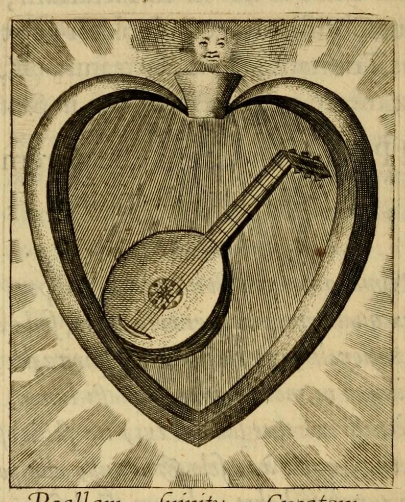 An illustration from Sacrvm oratorivm piarvm imaginvm immacvlatae Mariae et animae creatae : ac baptismo, poenitentia, et evcharistia innovatae : ars nova bene vivendi et moriende, sacris piarum imaginum emblematis figurata & illustrata, 1634, leaf 714