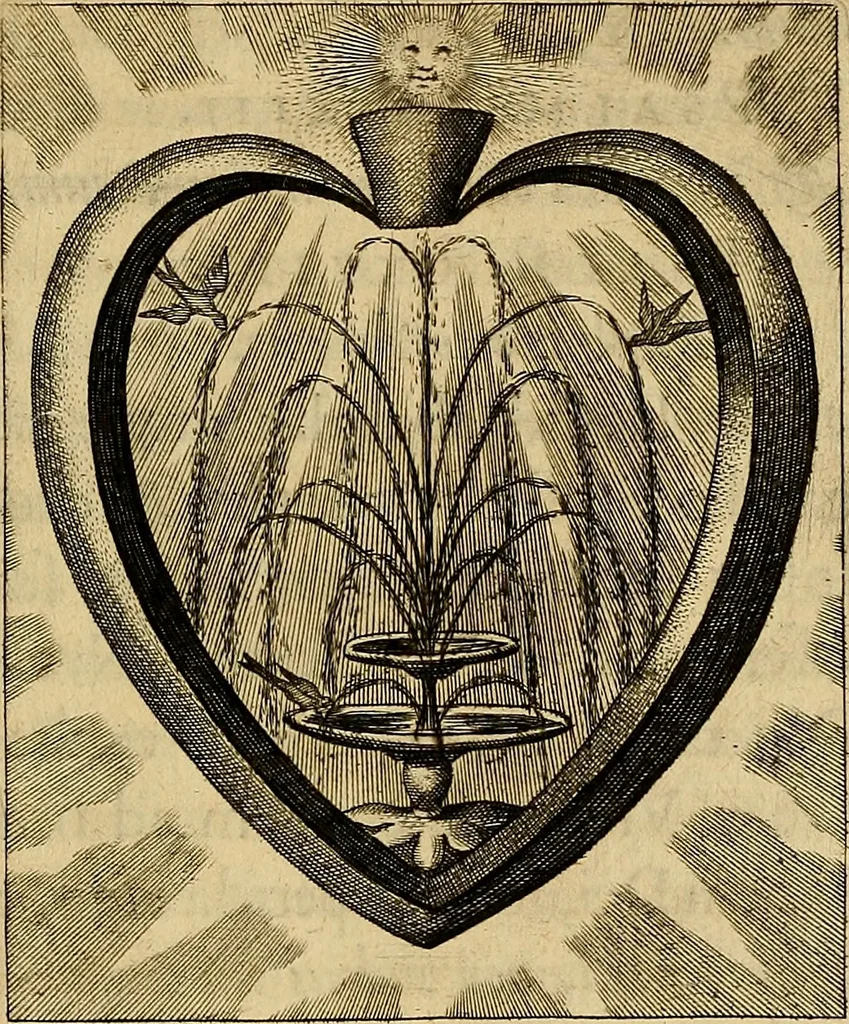 An illustration from Sacrum Oratorium piarum imaginum Immaculatae Mariae et animae creatae ac baptismo, poenitentia, et eucharistia innouatae : ars noua bene viuendi et moriendi, sacris piarum imaginum emblematis figurata & illustrata, 1634, leaf 716