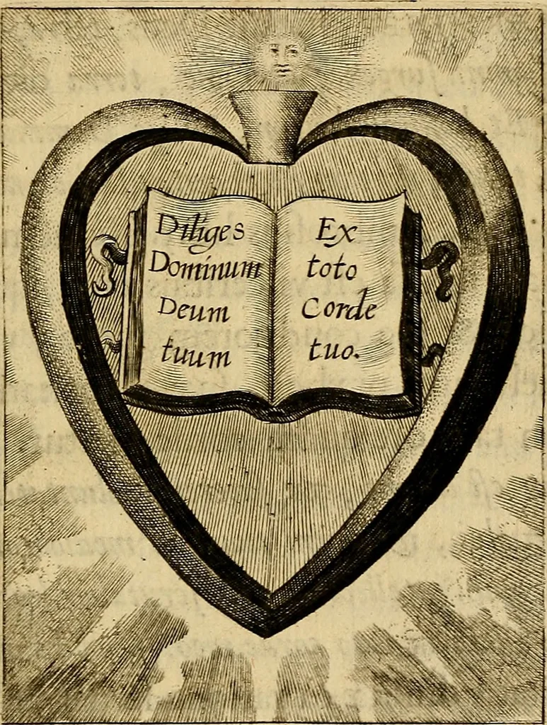 An illustration from Sacrum Oratorium piarum imaginum Immaculatae Mariae et animae creatae ac baptismo, poenitentia, et eucharistia innouatae : ars noua bene viuendi et moriendi, sacris piarum imaginum emblematis figurata & illustrata, 1634, leaf 722