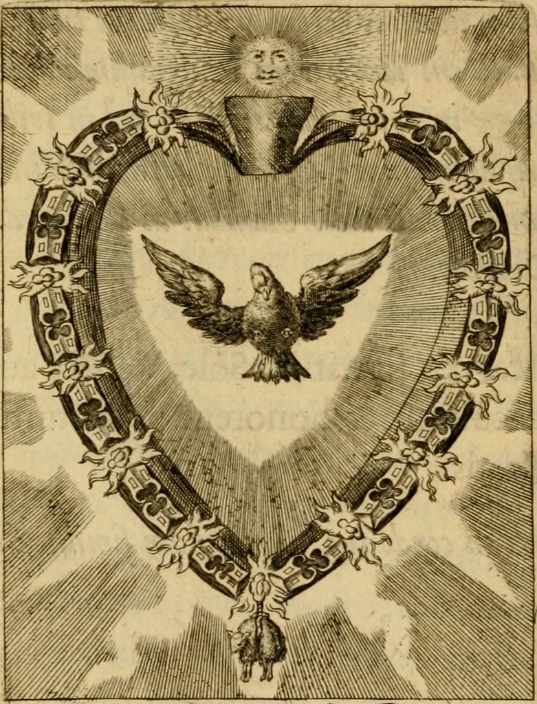 An illustration from Sacrum Oratorium piarum imaginum Immaculatae Mariae et animae creatae ac baptismo, poenitentia, et eucharistia innouatae : ars noua bene viuendi et moriendi, sacris piarum imaginum emblematis figurata & illustrata, 1634, leaf 781