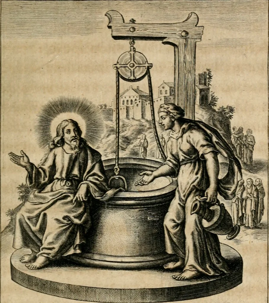 An illustration from Sacrvm oratorivm piarvm imaginvm immacvlatae Mariae et animae creatae : ac baptismo, poenitentia, et evcharistia innovatae : ars nova bene vivendi et moriende, sacris piarum imaginum emblematis figurata & illustrata, 1634, leaf 314