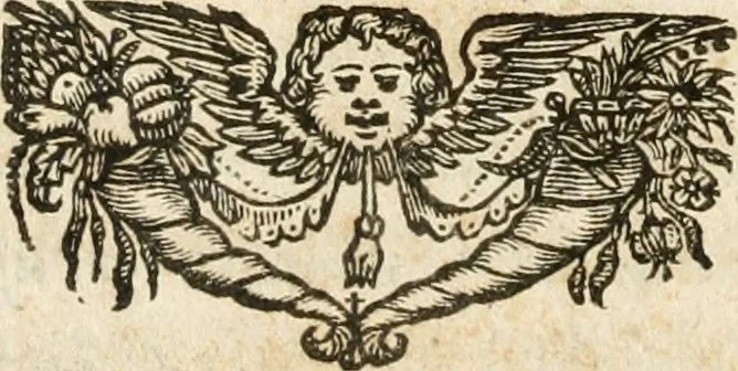 An illustration from Sacrvm oratorivm piarvm imaginvm immacvlatae Mariae et animae creatae : ac baptismo, poenitentia, et evcharistia innovatae : ars nova bene vivendi et moriende, sacris piarum imaginum emblematis figurata & illustrata, 1634, leaf 33