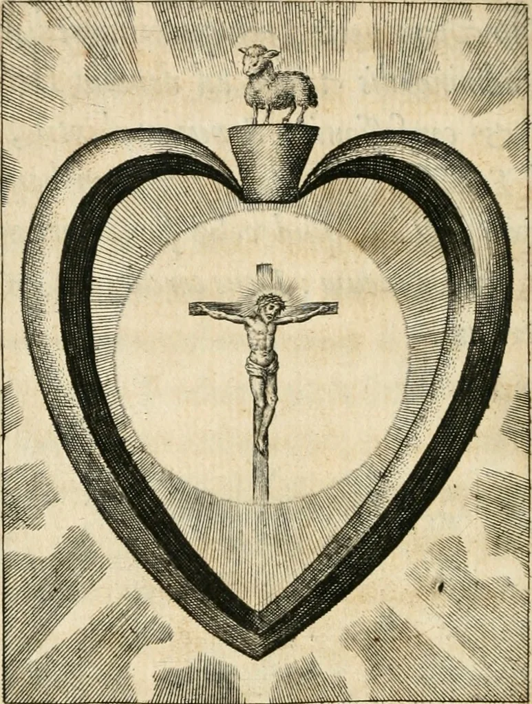 An illustration from Sacrvm oratorivm piarvm imaginvm immacvlatae Mariae et animae creatae : ac baptismo, poenitentia, et evcharistia innovatae : ars nova bene vivendi et moriende, sacris piarum imaginum emblematis figurata & illustrata, 1634, leaf 737