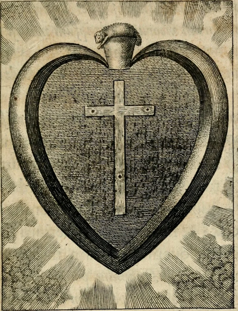 An illustration from Sacrvm oratorivm piarvm imaginvm immacvlatae Mariae et animae creatae : ac baptismo, poenitentia, et evcharistia innovatae : ars nova bene vivendi et moriende, sacris piarum imaginum emblematis figurata & illustrata, 1634, leaf 742
