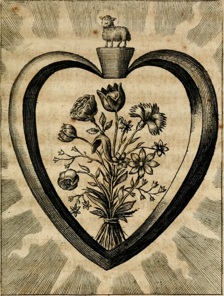 An illustration from Sacrvm oratorivm piarvm imaginvm immacvlatae Mariae et animae creatae : ac baptismo, poenitentia, et evcharistia innovatae : ars nova bene vivendi et moriende, sacris piarum imaginum emblematis figurata & illustrata, 1634, leaf 748