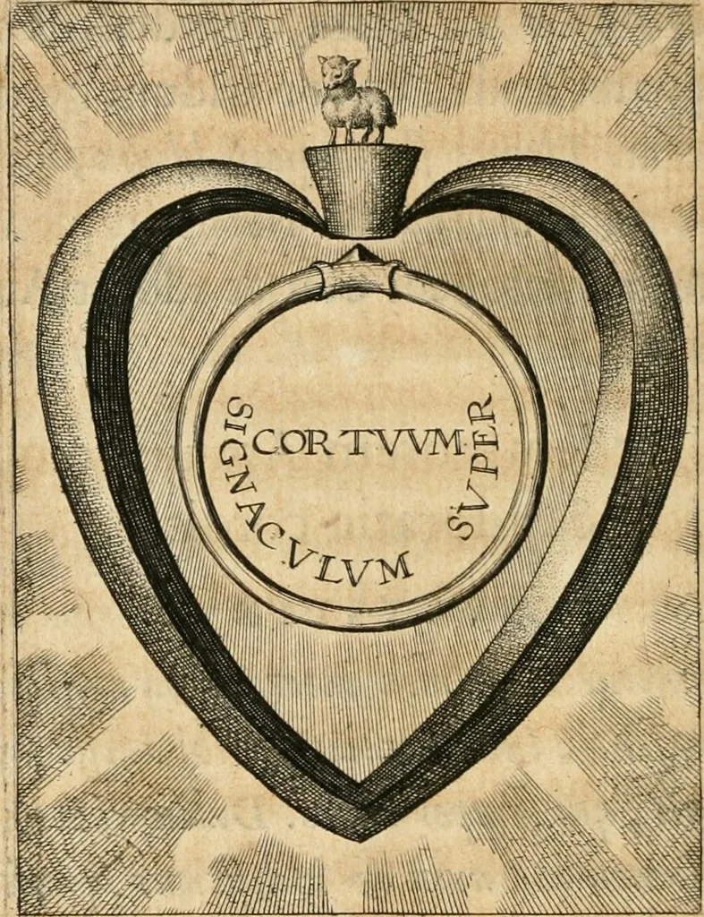 An illustration from Sacrvm oratorivm piarvm imaginvm immacvlatae Mariae et animae creatae : ac baptismo, poenitentia, et evcharistia innovatae : ars nova bene vivendi et moriende, sacris piarum imaginum emblematis figurata & illustrata, 1634, leaf 753