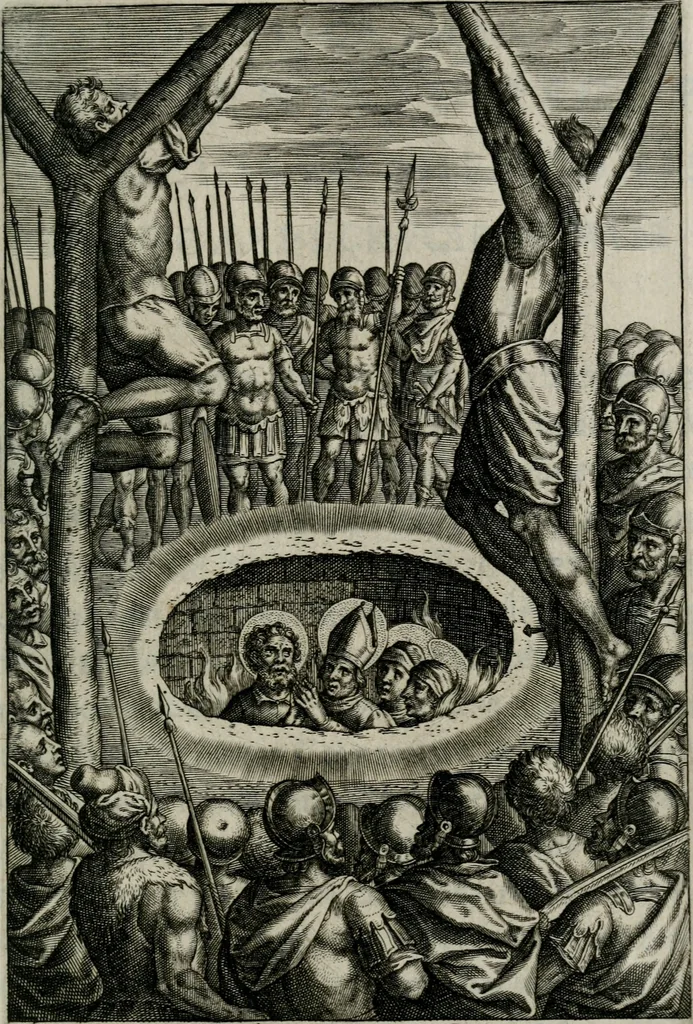 An illustration from Sacrvm sanctvarivm crvcis et patientiae crvcifixorvm et crvciferorvm, emblematicis imaginibvs laborantivm et aegrotantivm ornatvm: artifices gloriosi novae artis bene vivendi et moriendi, 1634, leaf 144