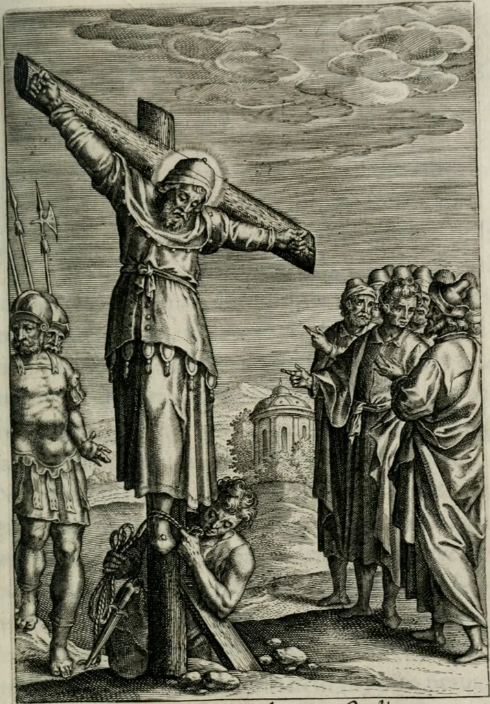 An illustration from Sacrvm sanctvarivm crvcis et patientiae crvcifixorvm et crvciferorvm, emblematicis imaginibvs laborantivm et aegrotantivm ornatvm: artifices gloriosi novae artis bene vivendi et moriendi, 1634, leaf 122