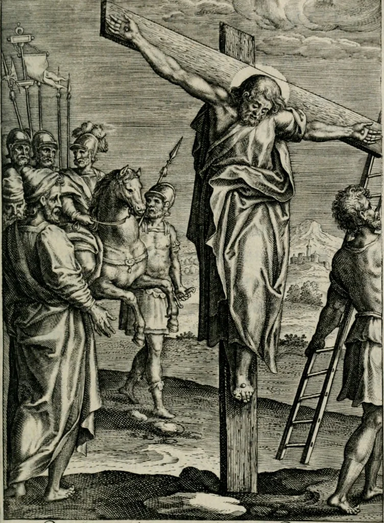 An illustration from Sacrvm sanctvarivm crvcis et patientiae crvcifixorvm et crvciferorvm, emblematicis imaginibvs laborantivm et aegrotantivm ornatvm: artifices gloriosi novae artis bene vivendi et moriendi, 1634, leaf 162