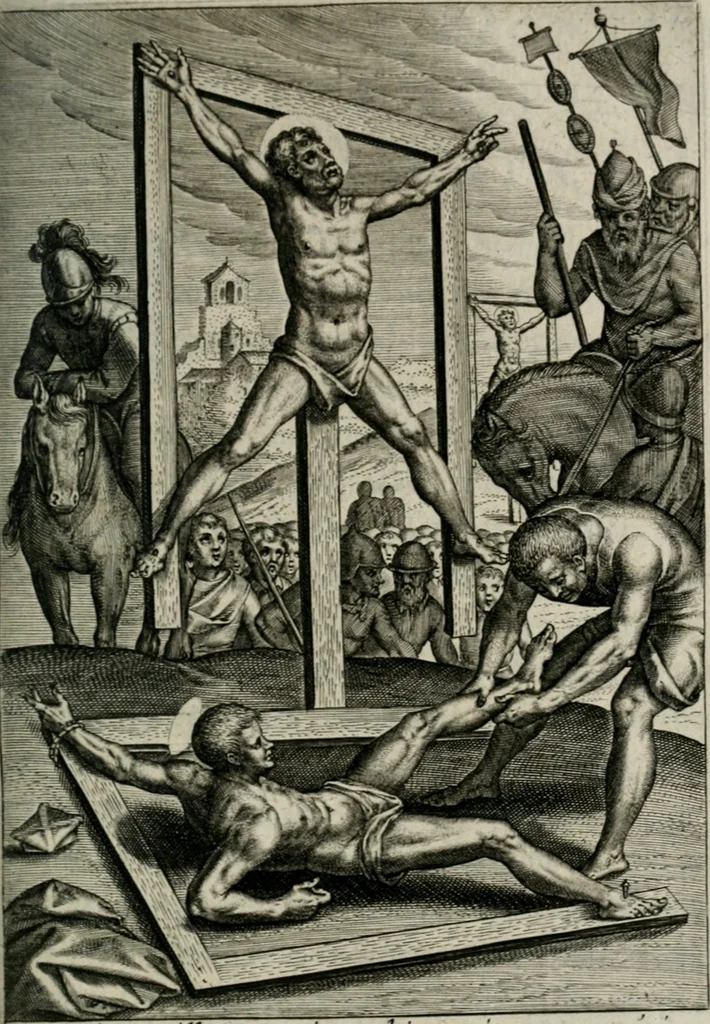 An illustration from Sacrvm sanctvarivm crvcis et patientiae crvcifixorvm et crvciferorvm, emblematicis imaginibvs laborantivm et aegrotantivm ornatvm: artifices gloriosi novae artis bene vivendi et moriendi, 1634, leaf 218