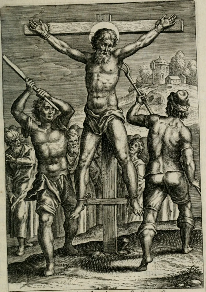 An illustration from Sacrvm sanctvarivm crvcis et patientiae crvcifixorvm et crvciferorvm, emblematicis imaginibvs laborantivm et aegrotantivm ornatvm: artifices gloriosi novae artis bene vivendi et moriendi, 1634, leaf 290
