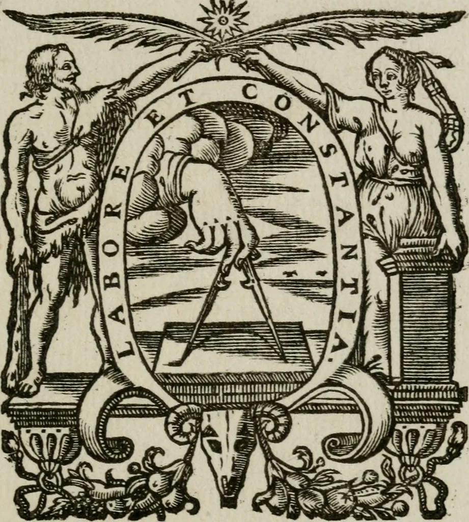 An illustration from Sacrvm sanctvarivm crvcis et patientiae crvcifixorvm et crvciferorvm, emblematicis imaginibvs laborantivm et aegrotantivm ornatvm: artifices gloriosi novae artis bene vivendi et moriendi, 1634, leaf 174